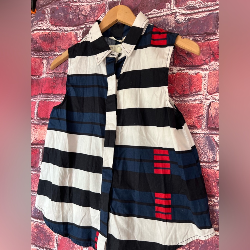 Rag & Bone Jean Sleeveless Striped Button Down Top NWT - Picture 2 of 6